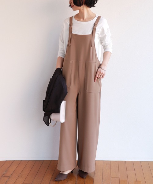 andme(アンドミー)の「とろみベイカーワイドサロペット(サロペット/オーバーオール・レディース・ダークベージュ/ブラック/グレー系その他/ネイビー・M)」の22枚目の写真