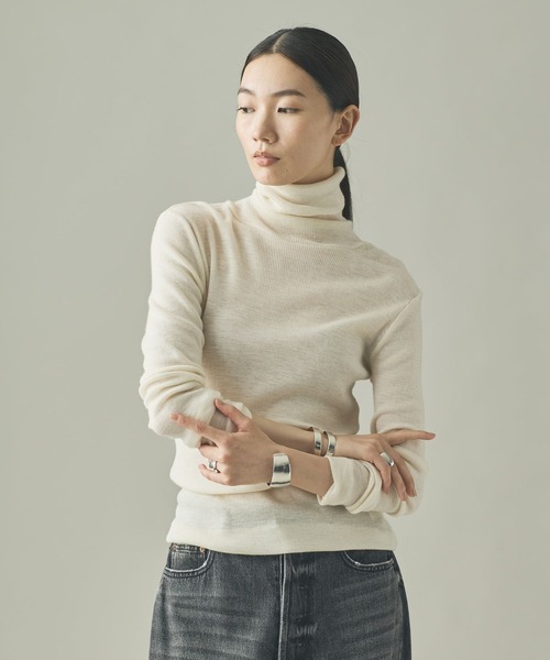 Curensology（カレンソロジー）の「Curensology(カレンソロジー)/ウールテレコタートル（ニット/セーター・レディース・チャコールグレー/オートミール/ブラック/ライトブラウン/ホワイト/トップグレー/ボルドー/ブラウン/ダークグリーン/ライトベージュ/ブルー/レッド・FREE）」の18枚目の写真