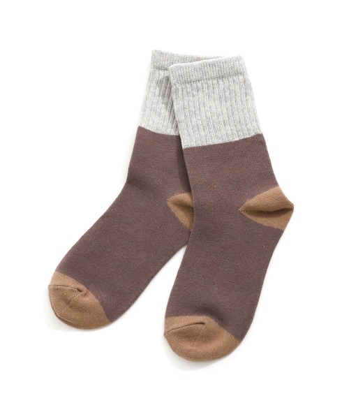 MAKE YOUR DAY(メイクユアデイ)の「配色切替クルーソックス(ソックス/靴下・キッズ・ベージュ/パープル/グレー/カーキ/ライトパープル・24/12/15 /18/21)」の4枚目の写真