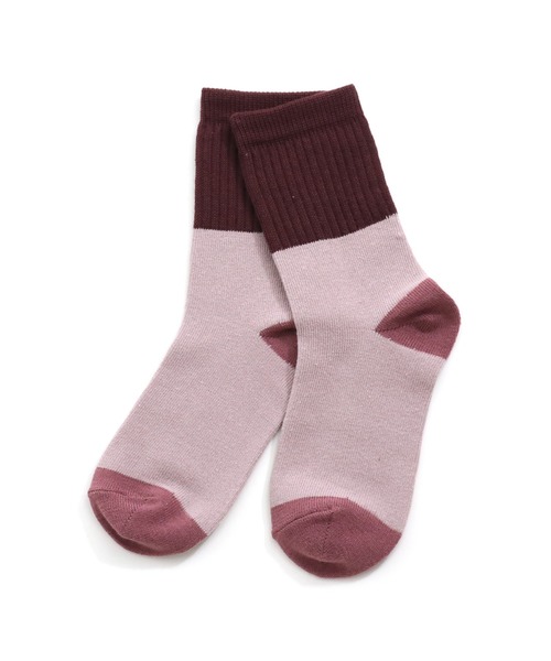 MAKE YOUR DAY(メイクユアデイ)の「配色切替クルーソックス(ソックス/靴下・キッズ・ベージュ/パープル/グレー/カーキ/ライトパープル・24/12/15 /18/21)」の5枚目の写真