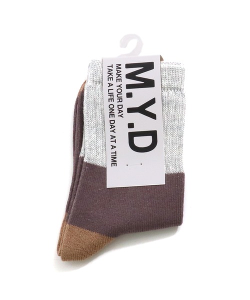 MAKE YOUR DAY(メイクユアデイ)の「配色切替クルーソックス(ソックス/靴下・キッズ・ベージュ/パープル/グレー/カーキ/ライトパープル・24/12/15 /18/21)」の6枚目の写真