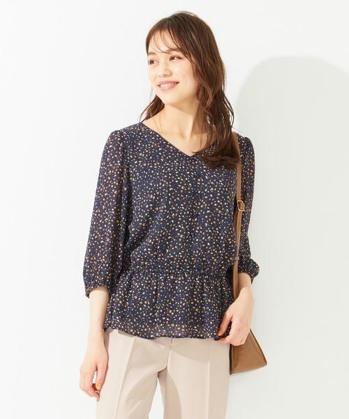 ANY SIS(エニィスィス)の「【洗える】楊柳プリント ブラウス(シャツ/ブラウス・レディース・黄土色系4/ネイビー系4・2)」の1枚目の写真