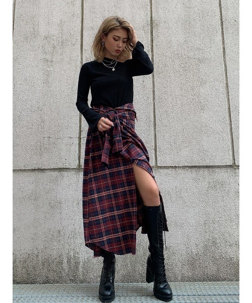 EGOIST（エゴイスト）の「シャツライクロングスカート（スカート・レディース・ブラック/レッド・FREE）」の19枚目の写真