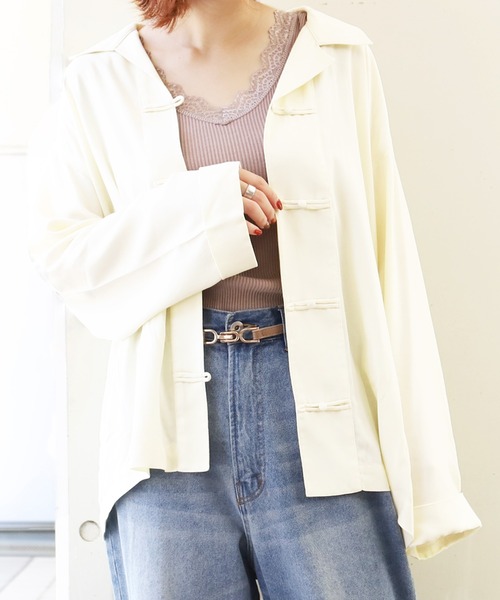 PairPair（ペアペア）の「チャイナシャツ（シャツ/ブラウス・レディース・オフホワイト/パープル/ブラウン系その他/ミント・FREE）」の2枚目の写真