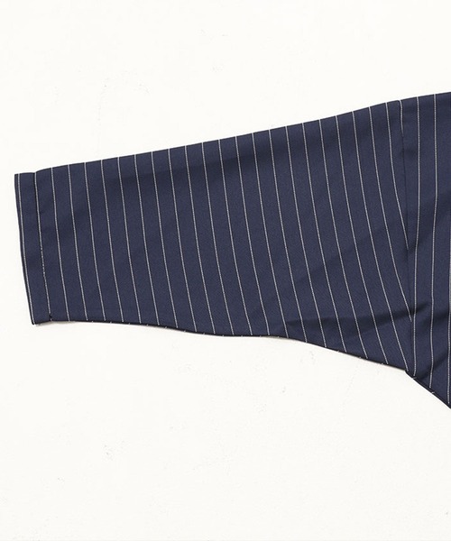 ストライプ切り替えワイドシルエットドルマンTシャツ/CARE20-55【/】