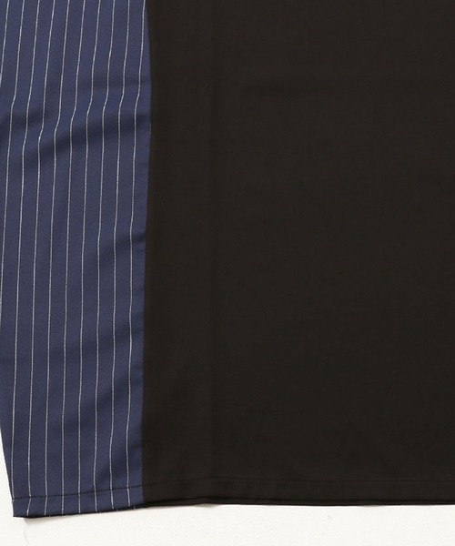 ストライプ切り替えワイドシルエットドルマンTシャツ/CARE20-55【/】