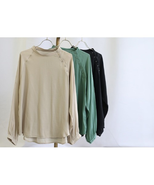 select MOCA(セレクトモカ)の「2021 SS ビンテージサテンアシンメトリーボタンシアーシャツ(シャツ/ブラウス・レディース・ブラック/ベージュ/グリーン・FREE)」の17枚目の写真
