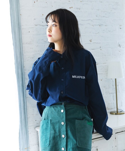 MILKFED.（ミルクフェド）の「BUTTON DOWN SHIRT（シャツ/ブラウス・レディース・ネイビー/ホワイト/オリーブ/ブルー・ONE SIZE）」の3枚目の写真