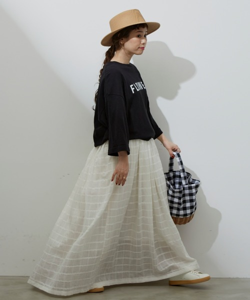 Libra Cue(リブラ キュー)の「シアーチェックコットンボリュームスカート(スカート・レディース・ホワイト/ブラック/ブルー・FREE)」の5枚目の写真