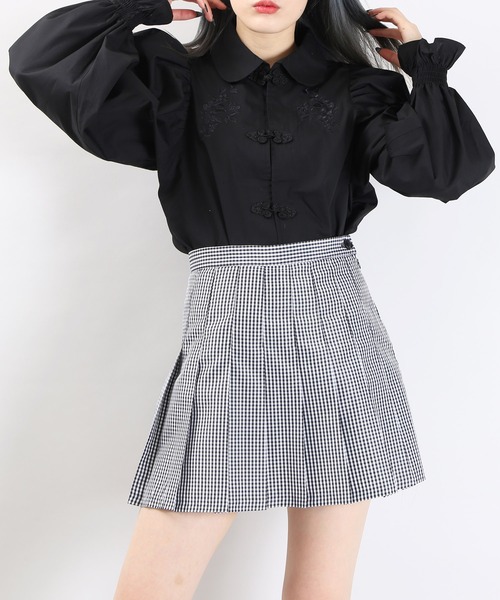 WC（ダブル シー）の「WC/刺繍チャイナボタンシャツ（シャツ/ブラウス・レディース・ホワイト/ブラック・FREE）」の3枚目の写真