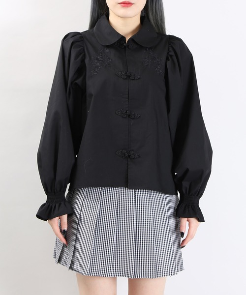 WC（ダブル シー）の「WC/刺繍チャイナボタンシャツ（シャツ/ブラウス・レディース・ホワイト/ブラック・FREE）」の5枚目の写真