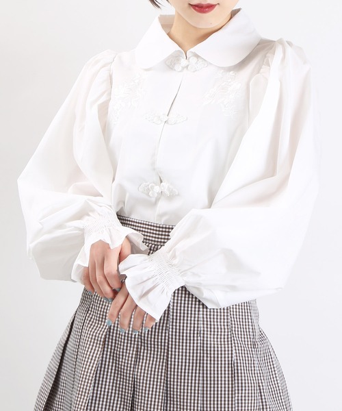 WC（ダブル シー）の「WC/刺繍チャイナボタンシャツ（シャツ/ブラウス・レディース・ホワイト/ブラック・FREE）」の9枚目の写真