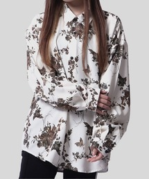 CIAO | とろみ ルーズシルエット 長袖 総柄 ボリュームスリーブ レギュラーカラーシャツ(シャツ/ブラウス)