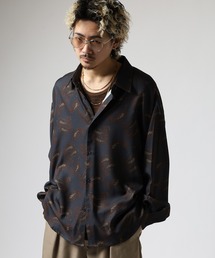 CIAO（チャオ）の「とろみ ルーズシルエット 長袖 総柄 ボリュームスリーブ レギュラーカラーシャツ（シャツ/ブラウス）」
