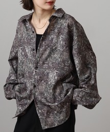 CIAO（チャオ）の「とろみ ルーズシルエット 長袖 総柄 ボリュームスリーブ レギュラーカラーシャツ（シャツ/ブラウス）」