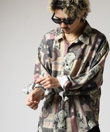 CIAO（チャオ）の「とろみ ルーズシルエット 長袖 総柄 ボリュームスリーブ レギュラーカラーシャツ（シャツ/ブラウス）」