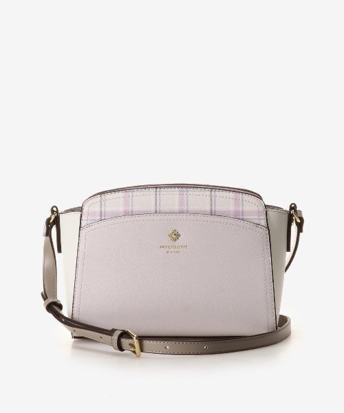 &chouette アンドシュエット チェックビジューラウンドバッグ ベージュ セール】チェックビジューラウンドショルダーバッグ（ショルダー