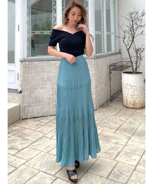 RESEXXY（リゼクシー）の「フロントクロスオフショルニット（ニット/セーター・レディース・ブラック/アイボリー/ミント・FREE）」の20枚目の写真