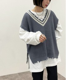 ダメージチルデンニットベスト【ZOZOTOWN限定アイテム】