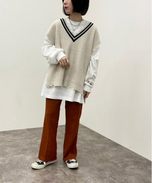 apres jour mignon(アプレジュールミニョン)の「ダメージチルデンニットベスト【ZOZOTOWN限定アイテム】(ベスト・レディース・ブラック/ダークブルー/アイボリー・フリー/X-LARGE)」の8枚目の写真