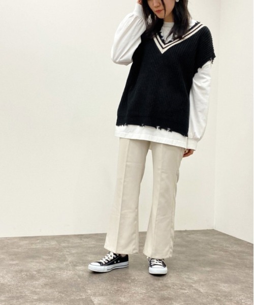 apres jour mignon(アプレジュールミニョン)の「ダメージチルデンニットベスト【ZOZOTOWN限定アイテム】(ベスト・レディース・ブラック/ダークブルー/アイボリー・フリー/X-LARGE)」の16枚目の写真