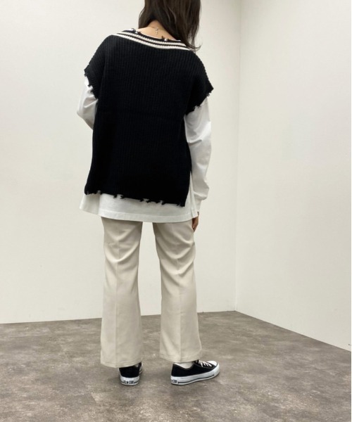 apres jour mignon(アプレジュールミニョン)の「ダメージチルデンニットベスト【ZOZOTOWN限定アイテム】(ベスト・レディース・ブラック/ダークブルー/アイボリー・フリー/X-LARGE)」の18枚目の写真