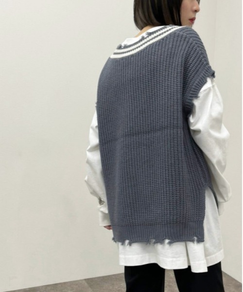 apres jour mignon(アプレジュールミニョン)の「ダメージチルデンニットベスト【ZOZOTOWN限定アイテム】(ベスト・レディース・ブラック/ダークブルー/アイボリー・フリー/X-LARGE)」の21枚目の写真