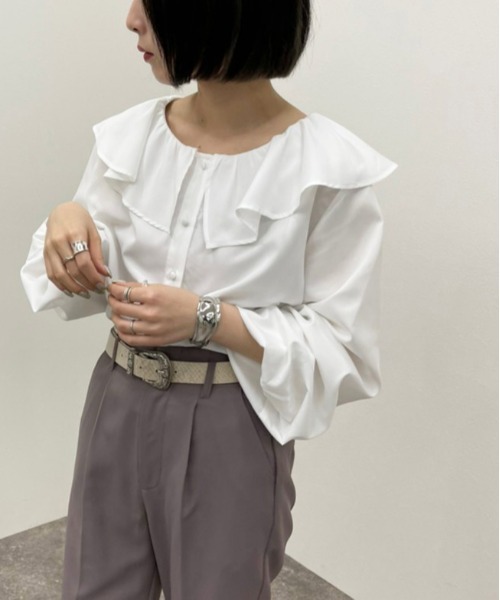 apres jour mignon(アプレジュールミニョン)の「アソートフリルブラウス 【ZOZOTOWN限定アイテム】(シャツ/ブラウス・レディース・ダークブラウン/ブルー系その他/オフホワイト/ブラック/グリーン系その他/ブラック系その他・X-LARGE/フリー)」の16枚目の写真