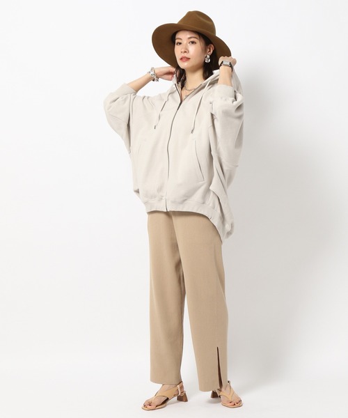 BABYLONE（バビロン）の「BABYLONE/コーマ裏毛ｚｉｐパーカー【洗濯機洗い可】（パーカー・レディース・ホワイト/ブラック/ライトベージュ・フリー）」の10枚目の写真