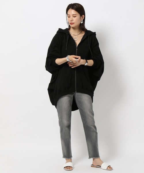 BABYLONE（バビロン）の「BABYLONE/コーマ裏毛ｚｉｐパーカー【洗濯機洗い可】（パーカー・レディース・ホワイト/ブラック/ライトベージュ・フリー）」の15枚目の写真