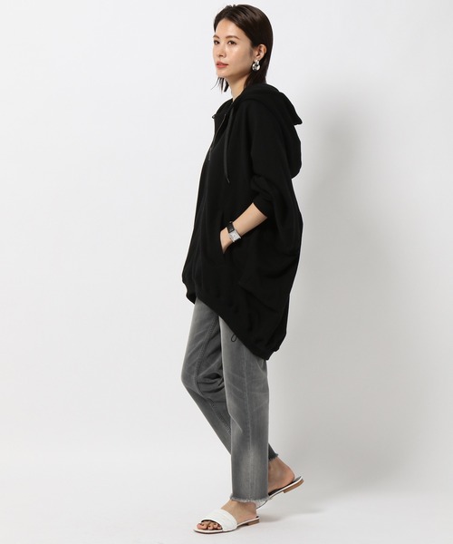 BABYLONE（バビロン）の「BABYLONE/コーマ裏毛ｚｉｐパーカー【洗濯機洗い可】（パーカー・レディース・ホワイト/ブラック/ライトベージュ・フリー）」の16枚目の写真