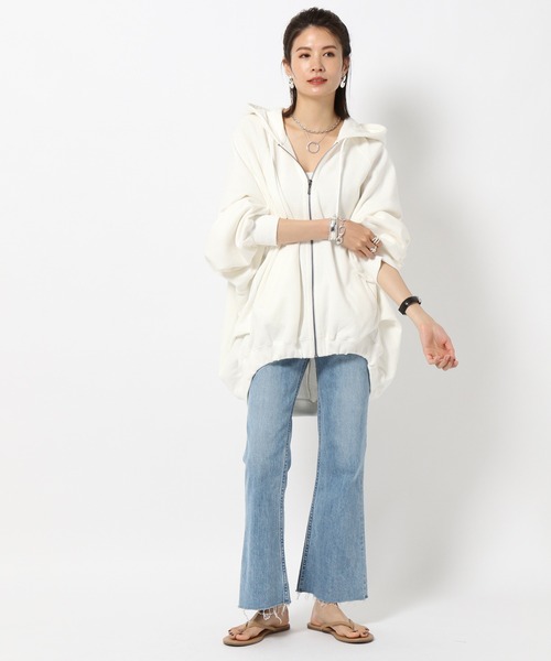 BABYLONE（バビロン）の「BABYLONE/コーマ裏毛ｚｉｐパーカー【洗濯機洗い可】（パーカー・レディース・ホワイト/ブラック/ライトベージュ・フリー）」の6枚目の写真