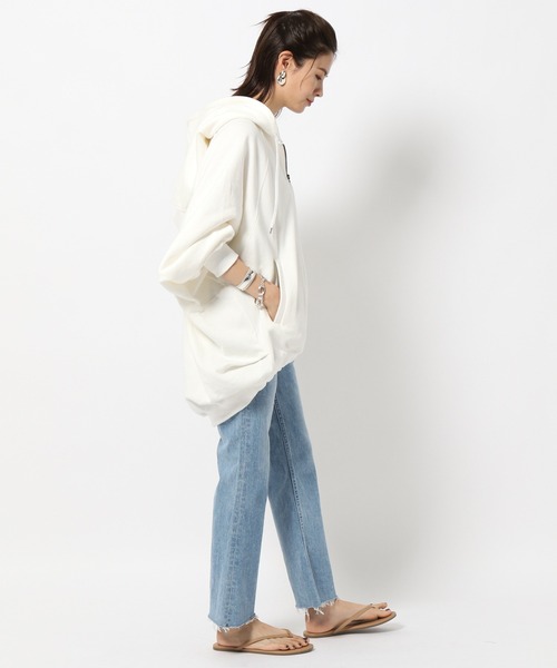 BABYLONE（バビロン）の「BABYLONE/コーマ裏毛ｚｉｐパーカー【洗濯機洗い可】（パーカー・レディース・ホワイト/ブラック/ライトベージュ・フリー）」の7枚目の写真