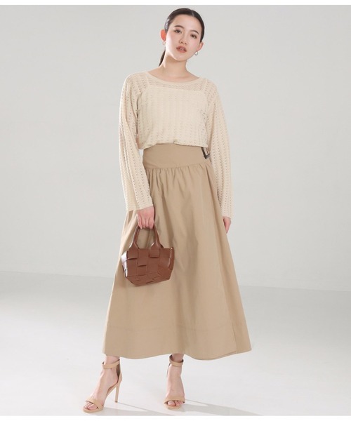 Alluge（アルージュ）の「針抜き編みフレアスリーブプルオーバー（Tシャツ/カットソー・レディース・オリーブ/ブラック/アイボリー・FREE）」の12枚目の写真