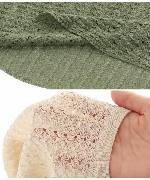 Alluge（アルージュ）の「針抜き編みフレアスリーブプルオーバー（Tシャツ/カットソー・レディース・オリーブ/ブラック/アイボリー・FREE）」の15枚目の写真