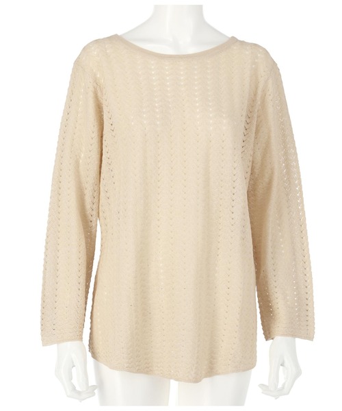 Alluge（アルージュ）の「針抜き編みフレアスリーブプルオーバー（Tシャツ/カットソー・レディース・オリーブ/ブラック/アイボリー・FREE）」の13枚目の写真