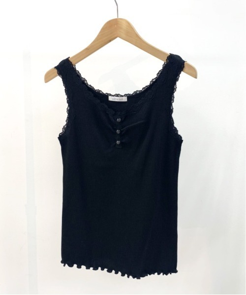 OLIVE des OLIVE（オリーブデオリーブ）の「ヘンリーネックタンク（タンクトップ・レディース・ライトグレー/ブラック/オフホワイト/グレイッシュベージュ・FREE）」の3枚目の写真