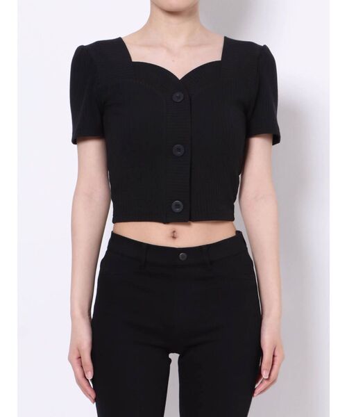 EMODA（エモダ）の「フロントボタンショートリブトップ（Tシャツ/カットソー・レディース・ブラック/パープル/マスタード/アイボリー・FREE）」の21枚目の写真