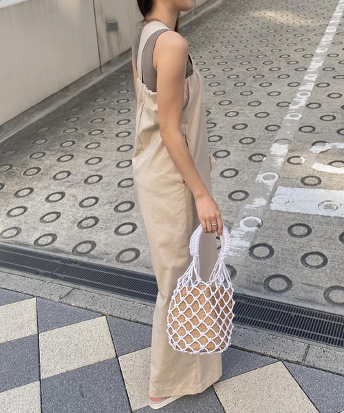 KOBE LETTUCE（コウベレタス）の「リネンブレンド3wayワンショルオールインワン（サロペット/オーバーオール・レディース・ベージュ系その他/ライトカーキ/ブラック・FREE）」の7枚目の写真