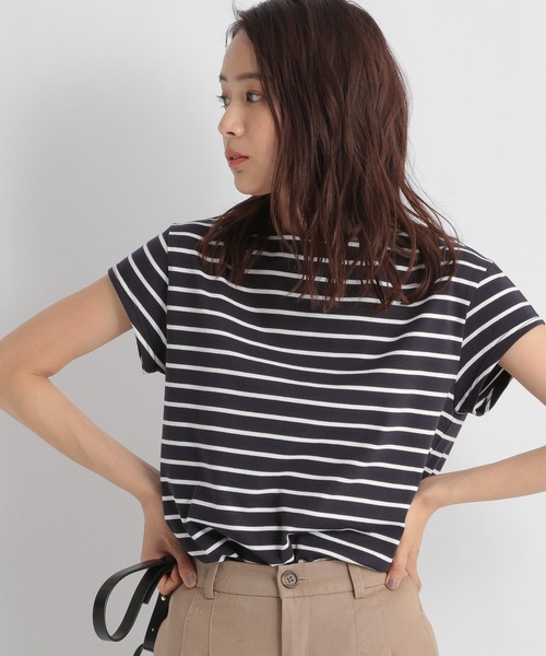 Andemiu（アンデミュウ）の「フレンチボーダーカットソー２　955906（Tシャツ/カットソー・レディース・ブラック/ベージュ/ネイビー/モカ・FREE）」の4枚目の写真