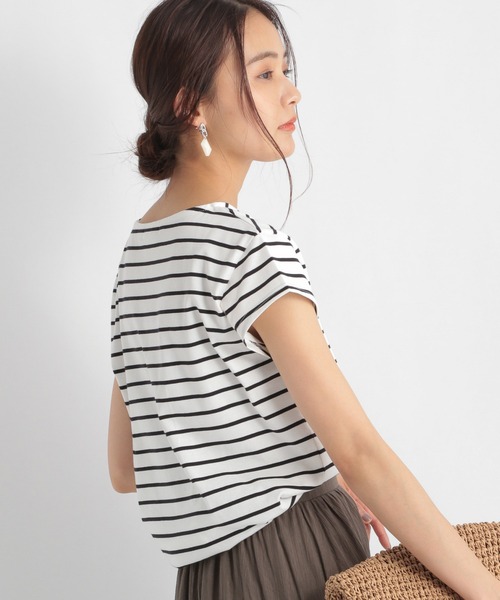 Andemiu（アンデミュウ）の「フレンチボーダーカットソー２　955906（Tシャツ/カットソー・レディース・ブラック/ベージュ/ネイビー/モカ・FREE）」の2枚目の写真