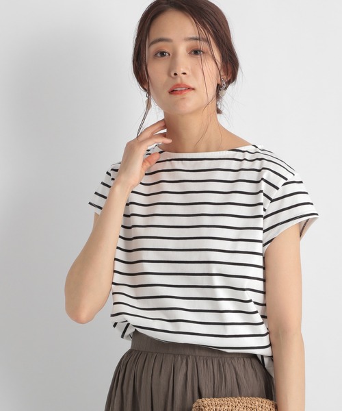 Andemiu（アンデミュウ）の「フレンチボーダーカットソー２　955906（Tシャツ/カットソー・レディース・ブラック/ベージュ/ネイビー/モカ・FREE）」の11枚目の写真