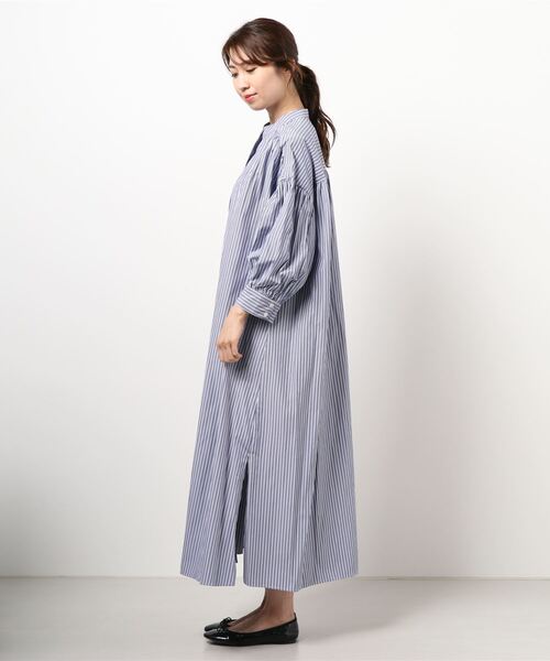 archives（アルシーヴ）の「ボリューム袖ストライプシャツワンピース（シャツワンピース・レディース・グリーン/ネイビー/パープル・MEDIUM）」の12枚目の写真