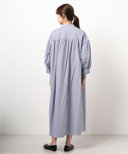 archives（アルシーヴ）の「ボリューム袖ストライプシャツワンピース（シャツワンピース・レディース・グリーン/ネイビー/パープル・MEDIUM）」の14枚目の写真