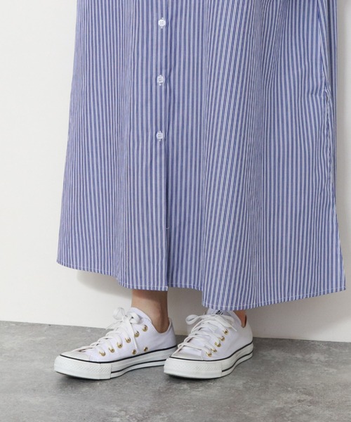 archives（アルシーヴ）の「ボリューム袖ストライプシャツワンピース（シャツワンピース・レディース・グリーン/ネイビー/パープル・MEDIUM）」の7枚目の写真