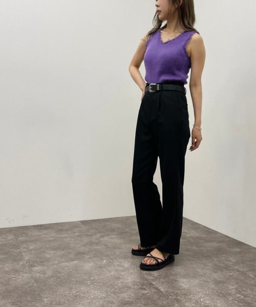 apres jour mignon(アプレジュールミニョン)の「カップ付きダメージニットタンク 【ZOZOTOWN限定アイテム】(タンクトップ・レディース・パープル/オフホワイト/イエロー/ブラック/グリーン・X-LARGE/フリー)」の11枚目の写真