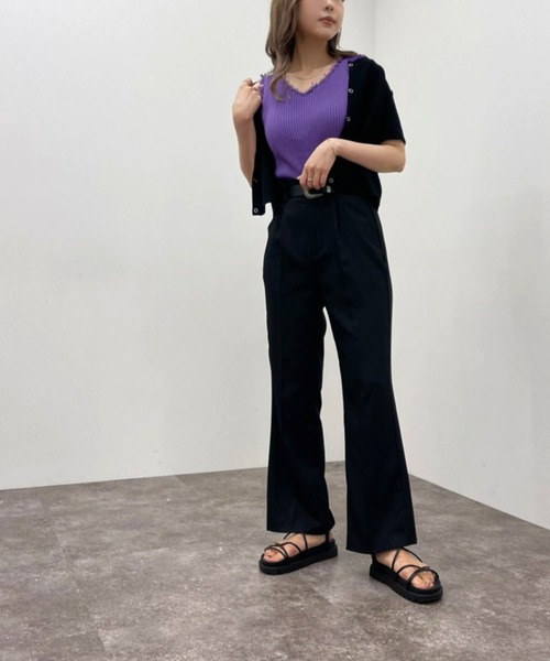 apres jour mignon(アプレジュールミニョン)の「カップ付きダメージニットタンク 【ZOZOTOWN限定アイテム】(タンクトップ・レディース・パープル/オフホワイト/イエロー/ブラック/グリーン・X-LARGE/フリー)」の10枚目の写真