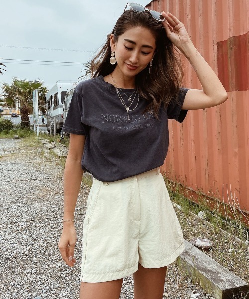 esutoreja(エストレジャ)の「レトロロゴTシャツ(Tシャツ/カットソー・レディース・グレー/ピンク/ダークグレー・FREE)」の1枚目の写真