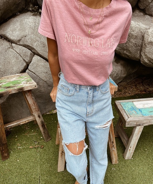 esutoreja(エストレジャ)の「レトロロゴTシャツ(Tシャツ/カットソー・レディース・グレー/ピンク/ダークグレー・FREE)」の7枚目の写真