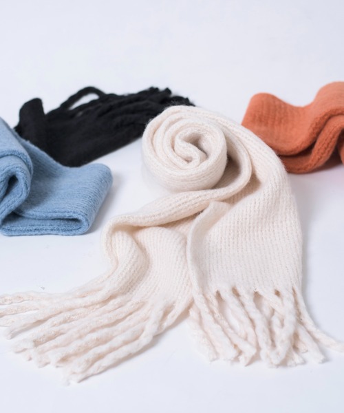 MAISON BREEZE（メゾンブリーズ）の「【MAISON BREEZE】幸せタッチ リブマフラー SCCH14（マフラー・レディース・ベージュ/レッド/サックスブルー/オレンジ/ホワイト/ブラック・FREE）」の2枚目の写真